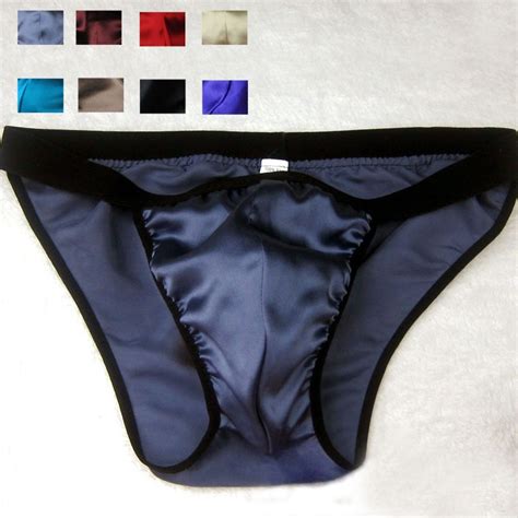 Silk Male Panties Male Briefs Fork Pouch Mens Underwear Briefs Silky
