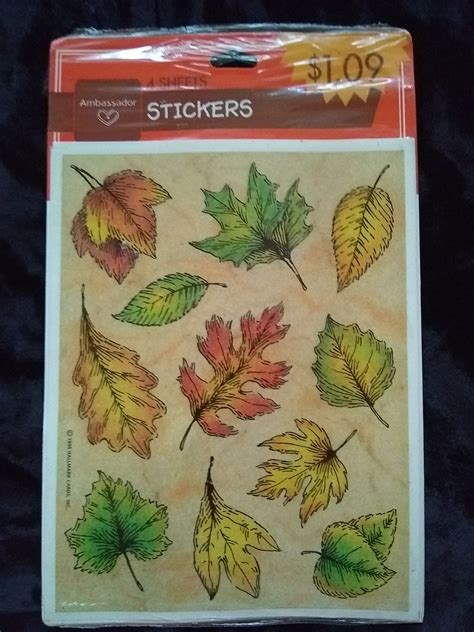 Vintage Hallmark Leaf Stickers 4 Sheets In Package Fall Colors Etsy