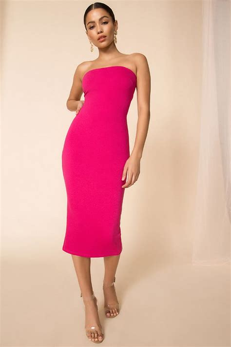 Superdown Lilian Strapless Dress Superdown In 2021 Bright Pink Dresses Hot Pink Maxi Dress