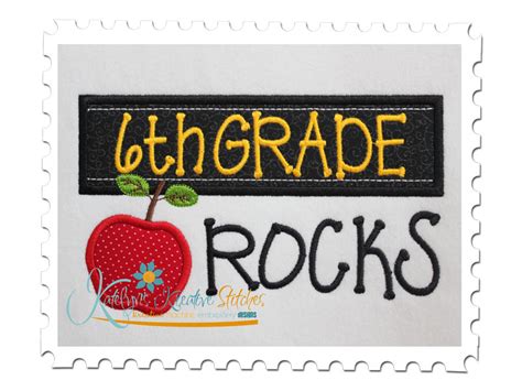 6th Grade Rocks Chalkboard Applique