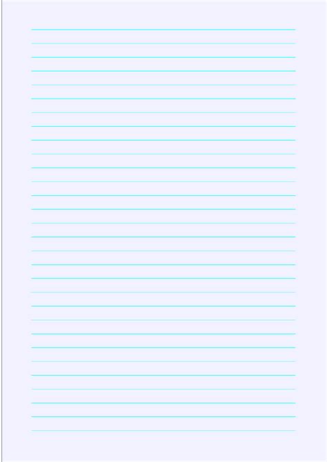 A4 Size Lined Paper With Wide Cyan Lines Pale Blue Free Download
