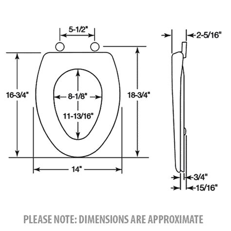 Bemis 1200slowt Elongated Toilet Seat Dimensions