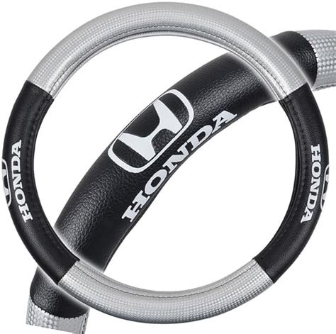 Black And Silver Honda Steering Wheel Cover Synthetic