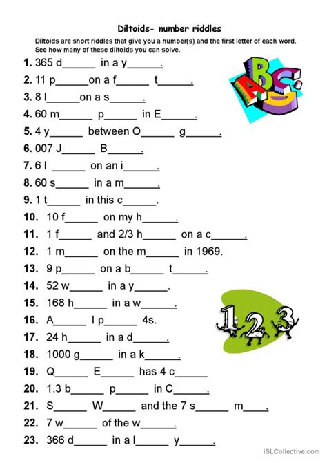 Diltoids Numberletter Puzzles Warm English Esl Worksheets Pdf And Doc