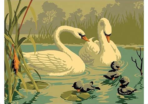 Print Of Two Swan Swans Art Illustration Illustration Art