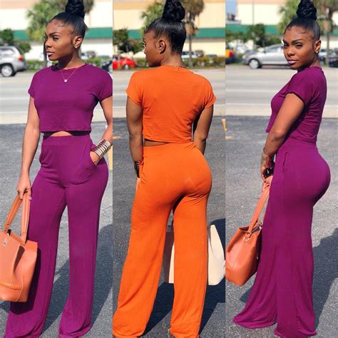 2020 women pockets two piece pants solid o neck short sleeve crop top wide leg long pant