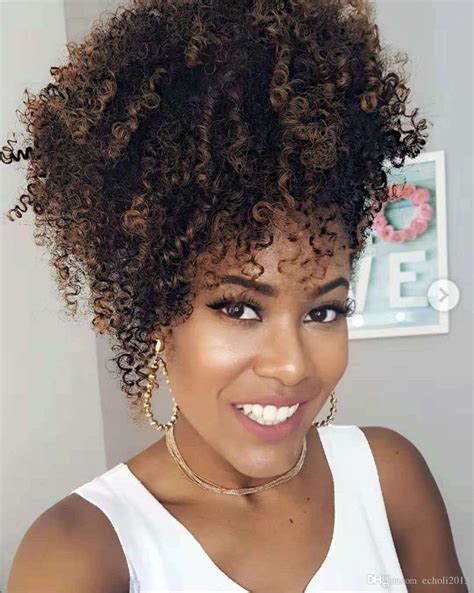 2019 Chic Brown Kinky Curly Natural Human Hair Ponytail Extenion 120g