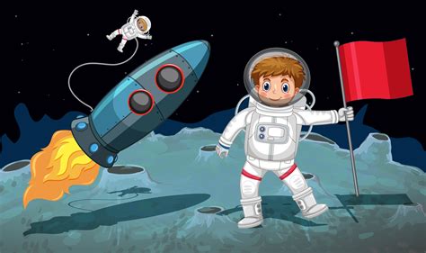 Astronaut Cartoon On Moon