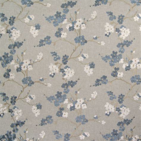 Circular floral pattern upholstery fabric. Glacier Blue Floral Embroideries Drapery and Upholstery ...