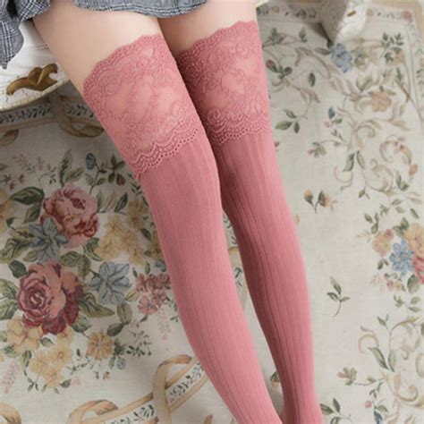 Buy Re Lace Women Socks Fashion Stockings Casual Cotton Thigh High Over Knee Girls Long Sock At