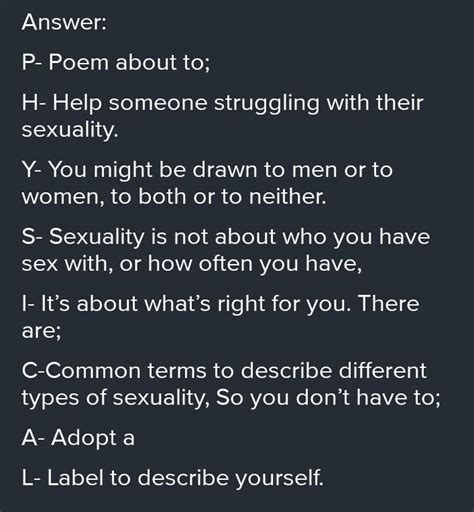 Createmake A Poem About The Basic Terms In Sexuality Its Important Ins One Personalitypls