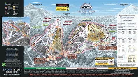 Mt Baker Ski Area Trail Map Piste Map Panoramic Mountain Map