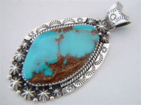 High Grade Bisbee Turquoise Pendant Carusetta Jewelry