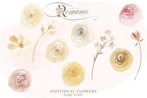 Rose Gold Romance Watercolor Floral Collection Avalon Rose Design