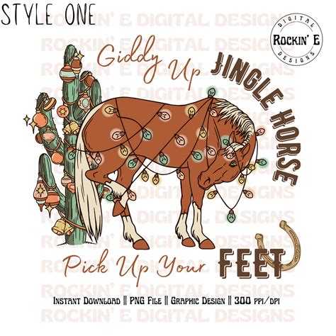 Giddy Up Jingle Horse Pick Up Your Feet Cactus Western Png Etsy