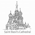 Famosa catedral de san basilio dibujo dibujo ilustración en moscú ...