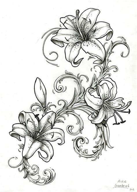 lily flower tattoos tiger lily tattoos flower tattoo drawings