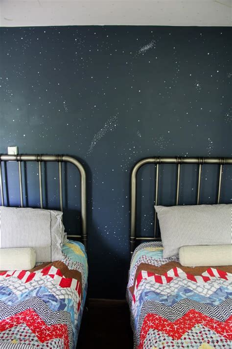 Night Sky Accent Wall Bright Green Door