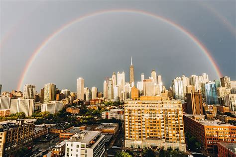 Hd Wallpaper Photo Of Rainbow Over Skyline Architecture Buildings