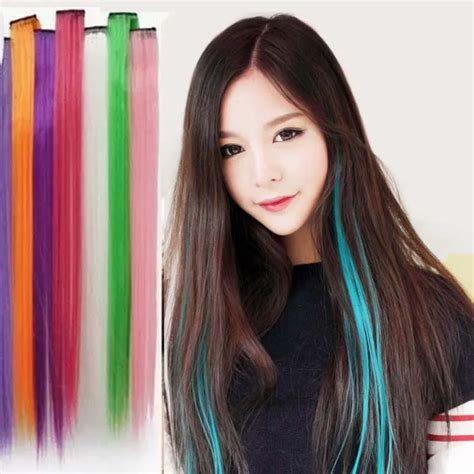 20 Inch Long Hair 1 Clip In Hair Weaving Colorful Hair Extension Fake