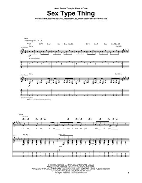 Sex Type Thing By Stone Temple Pilots Guitar Tab Guitar Instructor