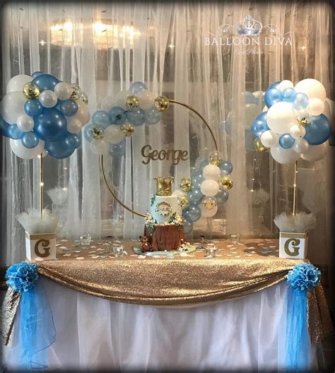 Decorating and choosing food and drink for a baby shower. Balloon set up only 💙 | Decoracion fiesta cumpleaños ...