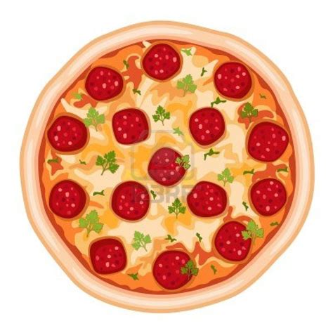 Tasty Pizza Salami Isolated Over White Background Alimentos Dibujos