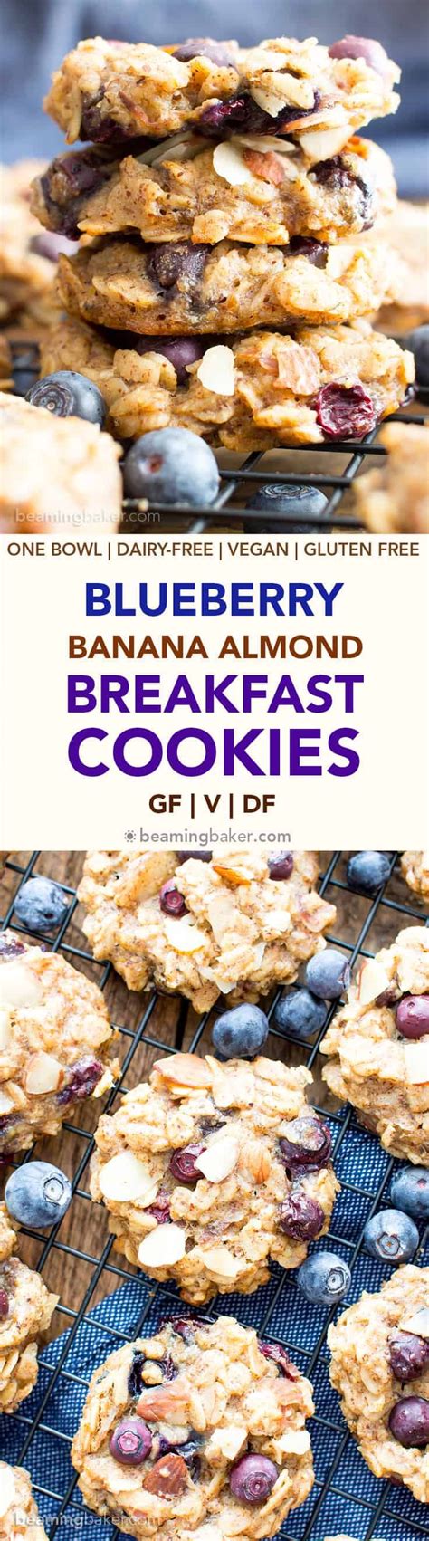 Gluten Free Blueberry Banana Almond Breakfast Cookies Vegan GF Dairy