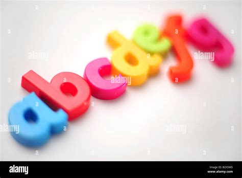 Coloured Plastic Letters Spelling Out Abcdefg To Illustrate Learning
