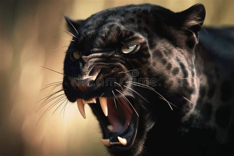Angry Black Panther In The Jungle Filmy Photography Stock Image Image