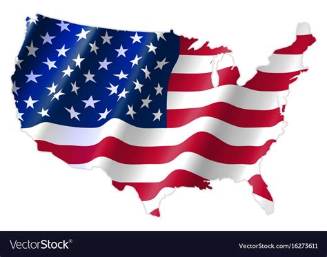United States Of America Map With Waving Flag Vector Image
