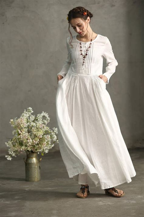 White Dress Linen Dress Maxi Dress White Linen Dress white | Etsy | Long white dress, White 