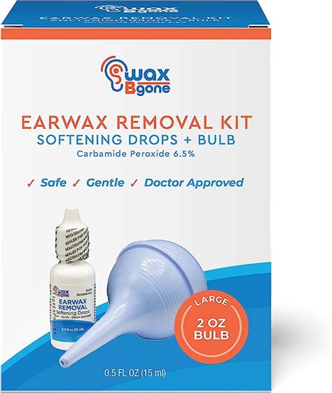 Waxbgone Earwax Removal Kit With Drops And Large 2 Oz Ear