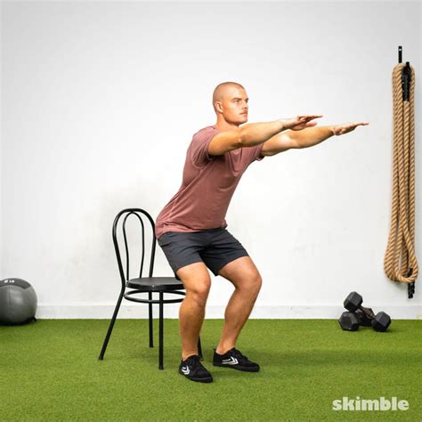 Chair Squats Exercise How To Skimble Workout Trainer