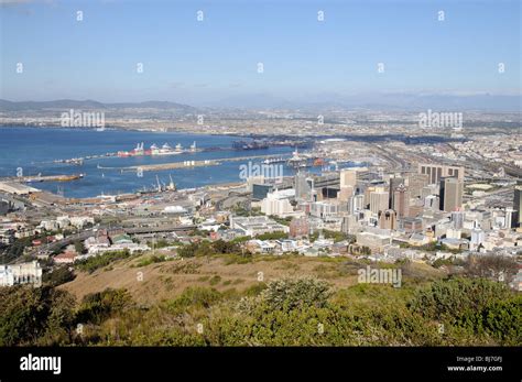 Overview Of Cape Town City The Harbour And Dock Areas South Africa