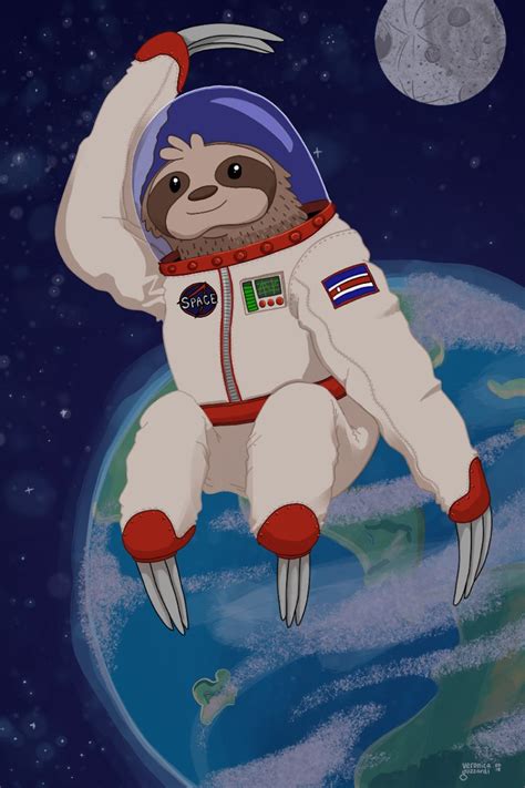 Space Sloth Poster And T Shirt Veronica Guzzardi