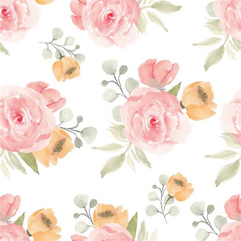 Floral Repeating Pattern With Rose Flower In Watercolor Style 1211723