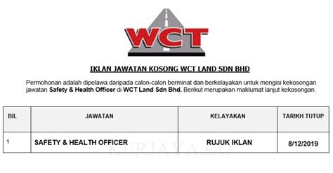 It operates in the professional, scientific, and technical services industry. Permohonan Jawatan Kosong WCT Land Sdn Bhd • Portal Kerja ...