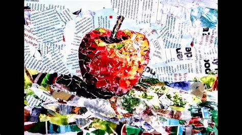 How To Draw An Apple With Paper Collage Youtube