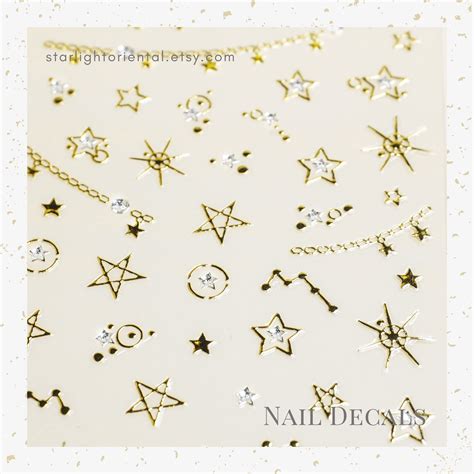 Golden Star Nail Decal String Of Stars Nail Sticker Accent Etsy