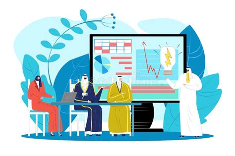 Successful Arabic Business Vector Illustration People In Office