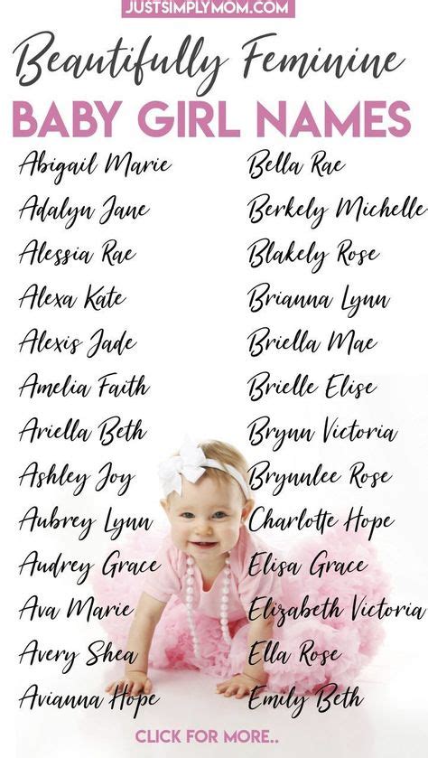 79 Feminine Baby Girl First And Middle Names For 2020 Cute Baby Names