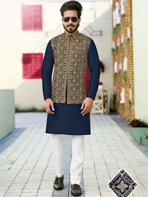 Indian Ethnic Kurta Pajama Designer Party Wear Vest For Men Wedding