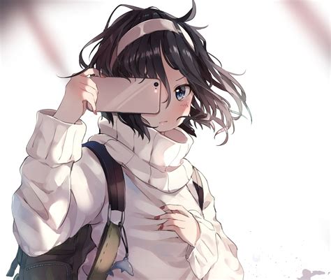 aesthetic anime girl with black hair