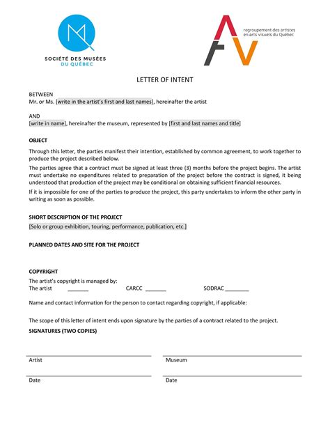 Construction Letter Of Intent Template In Contract Template