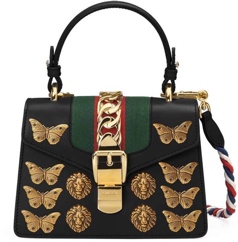 Gucci Sylvie Animal Studs Leather Mini Bag Gucci Shoulder Bag Womens