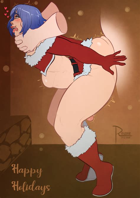 Rule 34 Ahe Gao Belly Bulge Big Ass Blue Hair Bulge Choking Christmas Outfit Disembodied Hands