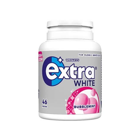 Extra White Bubblemint Chewing Gum Sugar Free Bottle 46 Pieces