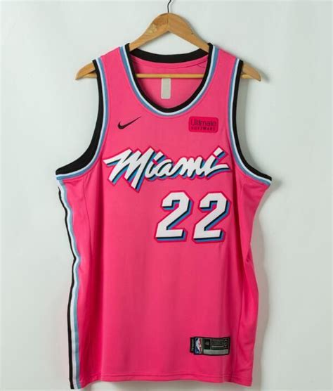 Flaunt your sleek nba aesthetic with an iconic heat jersey available at fansedge.com. 2019 Men's Jimmy Butler Miami Heat #22 Pink City Edition Jersey in 2020 | Miami heat, People ...