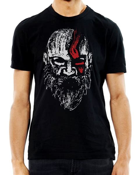Old Man Kratos God Of War Unisex Gaming Geek Black T Shirt Men T Shirts